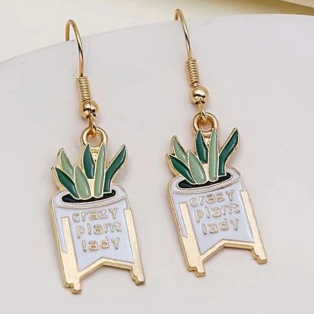 Crazy Plant Lady boutique hanging dangle earrings